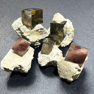 Golden Iron Pyrite Crystal Cubes In Rough Raw Matrix Wholesale Gemstone Decor Supply Healing Crystals And Stones