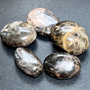 Black Moonstone Crystal Palm Stones Wholesale Gemstone Decor Supply Healing Crystals And Stones