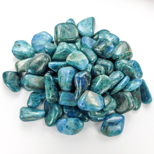 Bulk Wholesale Lot 1 LB Tumbled Blue Apatite One Pound Polished Stones Natural Gemstones Crystals