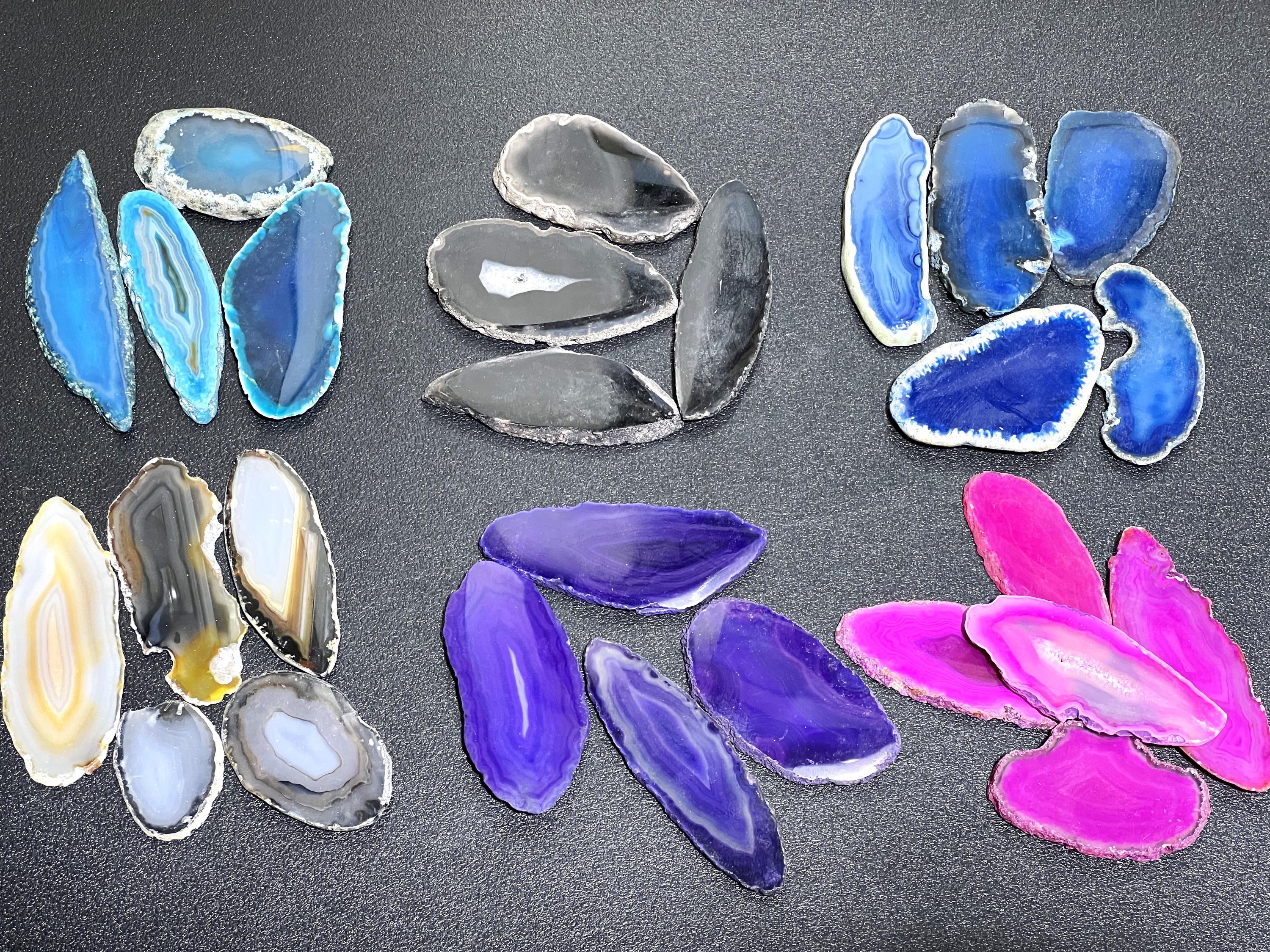 Small Agate Slices (By The Piece)(1-1.5 Inches)(Size #000) Wholesale Pink Black Blue Natural Teal Pink Purple Red Mixed Colors