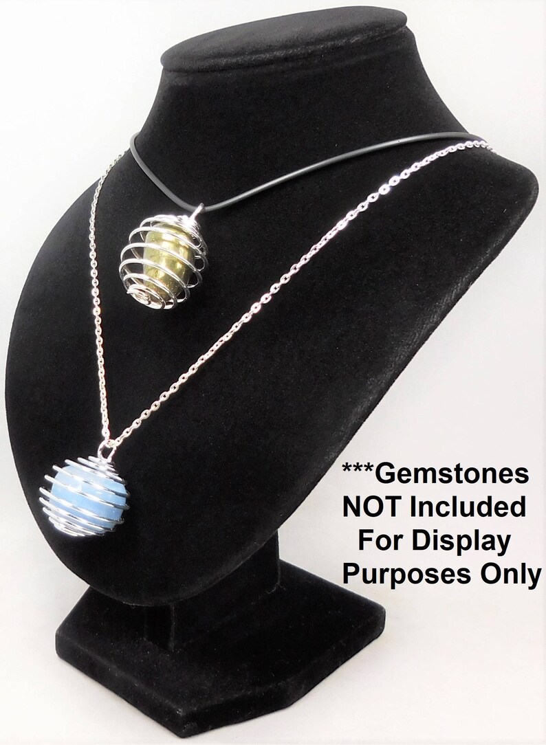 Cage Necklace Flexible Gemstone Coil Pendant Silver Etsy