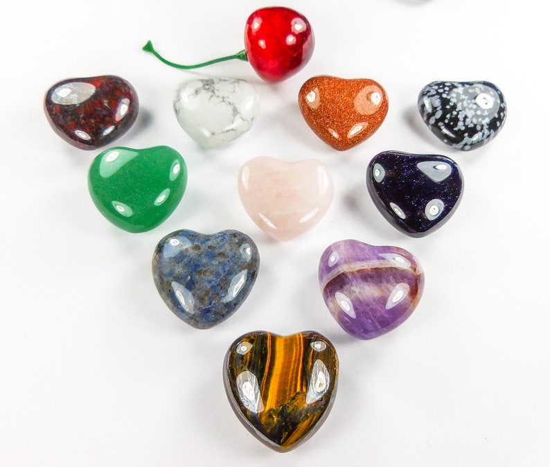 Gemstone Heart Polished Crystal Carved Stone Hearts CE4 Etsy