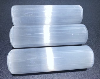 Large Selenite Satin Spar Cylinder Harmonizing Rod Genuine Natural Mineral