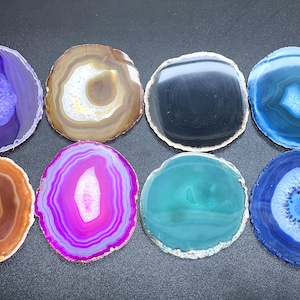 Runde kreisförmige Achatscheiben (am Stück) (3,5-3,8 Zoll) (Größe # 2) Großhandel Pink Schwarz Blau Natur Teal Pink Lila Rot Mischfarben