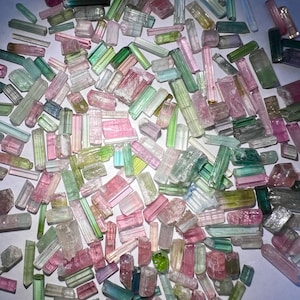 Bicolored Multicolored Tourmaline Crystals Natural Gemstones Crystals Watermelon