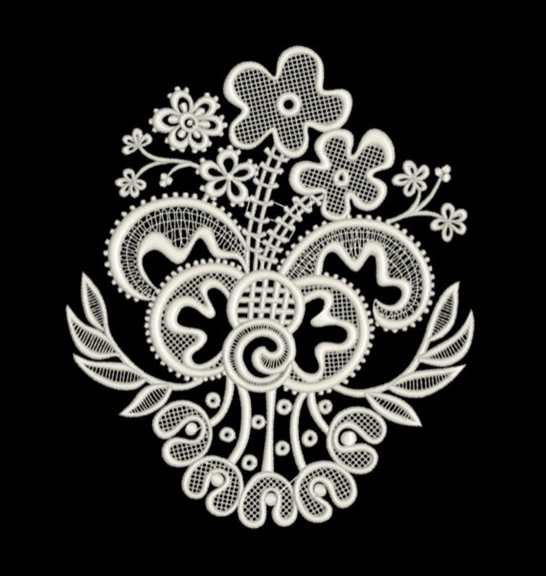 Lace Machine Embroidery Design 5X7, 4X4 Etsy