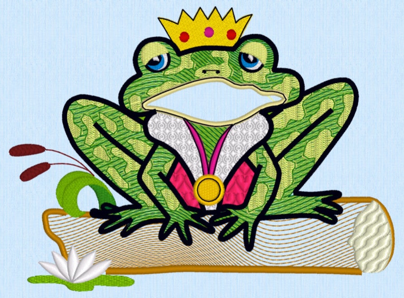 Prince Charming Frog Machine Embroidery Applique 5x7 Etsy