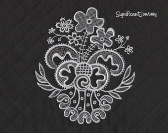 Lace Machine Embroidery Design for Handbags