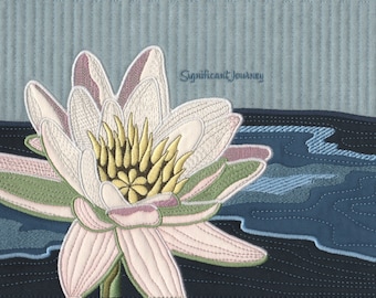 Water Lily Machine Applique Design for Handbags