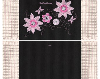 Ready Made Flowers and Butterflies Embroidered Ultrasuede Panels for Tote Bag