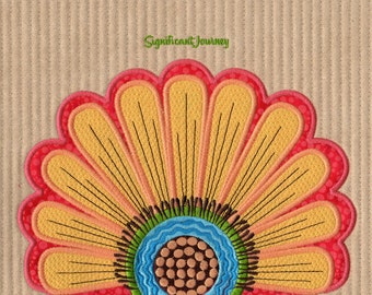 Große 8 x 10 Sun Flower Applique Maschinenkonstruktion für Handtaschen