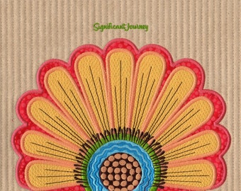 Large 8x10 Sun Flower Machine Applique Design for Handbags