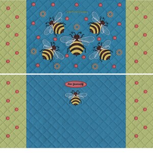 Ready Made Embroidered Bumblebee Ultrasuede Panels for Tote Bag