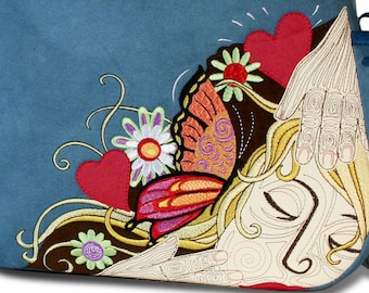 Erfasst Mädchen Maschinenkonstruktion Applique Stickerei für Handtaschen