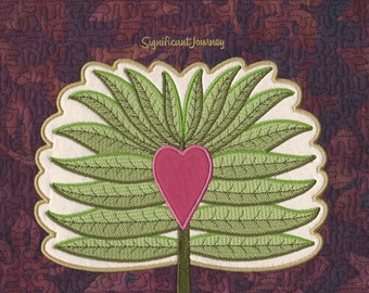 Palm Leaves Heart Machine Applique Design 5x7