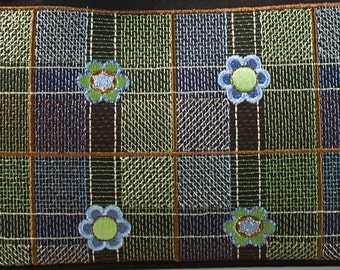 Blau grün karierten Blume Stickerei Maschinenkonstruktion für Handtaschen