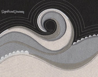 Wave Machine Embroidery Applique Design für Handtaschen