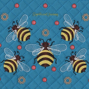 Bumblebee and Polka Dots Machine Embroidery Design for Handbags