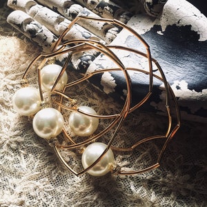 Gold Plated Layering Bracelets, Pearl Wrap Bracelets, set bracelet beads