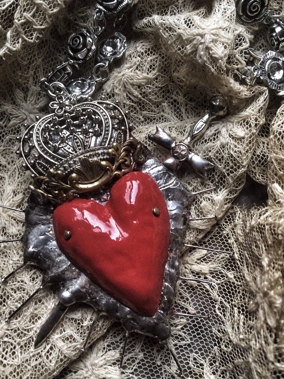 Red Enamel Heart Necklace - Alexis Jae Jewelry