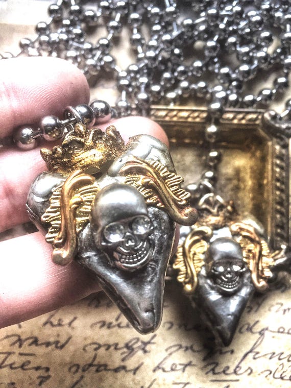 Collana Con Teschio In Acciaio Inossidabile, Ciondolo Con Angelo - Foto 6