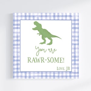 rawr-some dinosaur valentine's tag | custom printable valentine's card | children's valentine's card