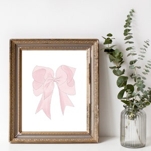 Pink Bow Printable Art Instant Download Pale Pink Bow - Etsy