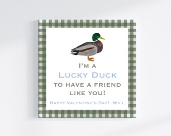 lucky duck valentine's tags | custom printable valentine's cards | children's valentine's cards