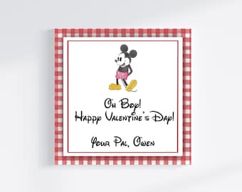Mickey Mouse valentine's tags | custom printable valentine's cards | children's valentine's cards