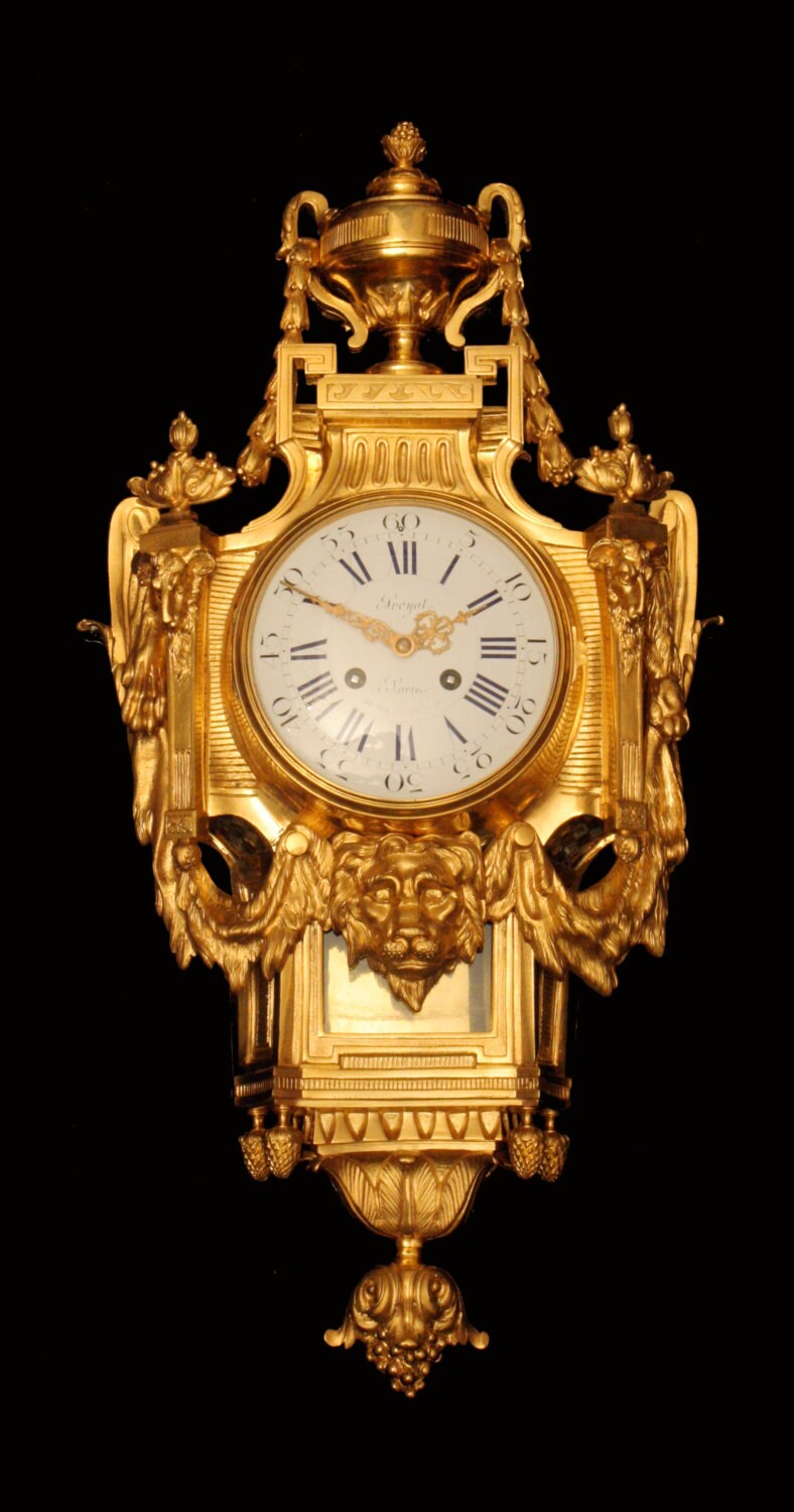 Français Antique Horloge Murale de Bronze Plaqué Or Du Xixe Siècle Par Preyat, Qualité Musée, Gratui