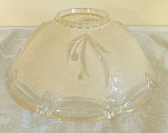 Vintage 1930s Art Deco Pressed Glass Light Cover, Floral Design