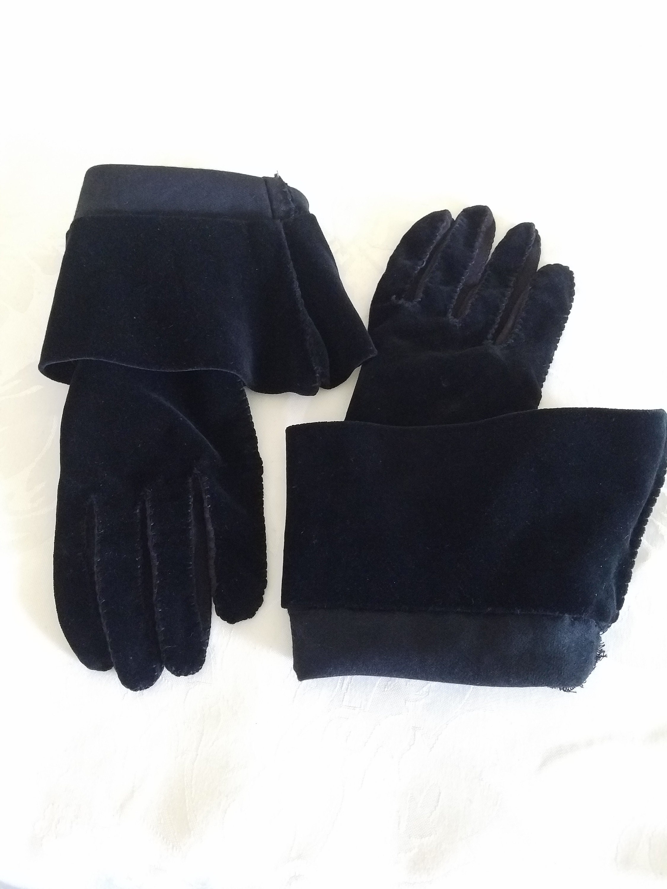 Vintage 1950s Black Velvet Opera Gloves Sueded Fabric Palms Etsy