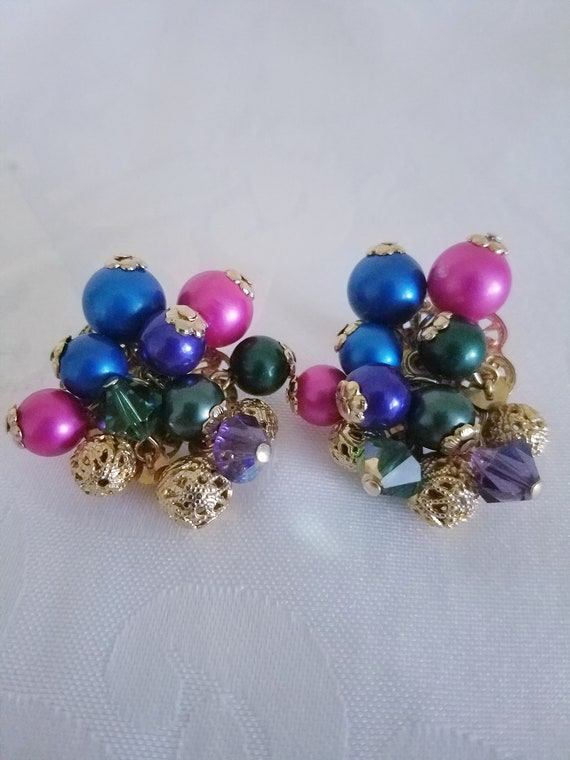 Vintage 1960s Multi Colored And Goldtone Beaded C… - image 4