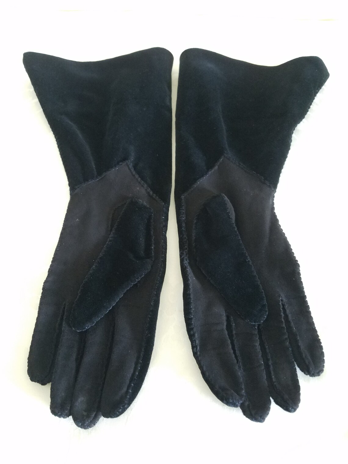 Vintage 1950s Black Velvet Opera Gloves Sueded Fabric Palms Etsy