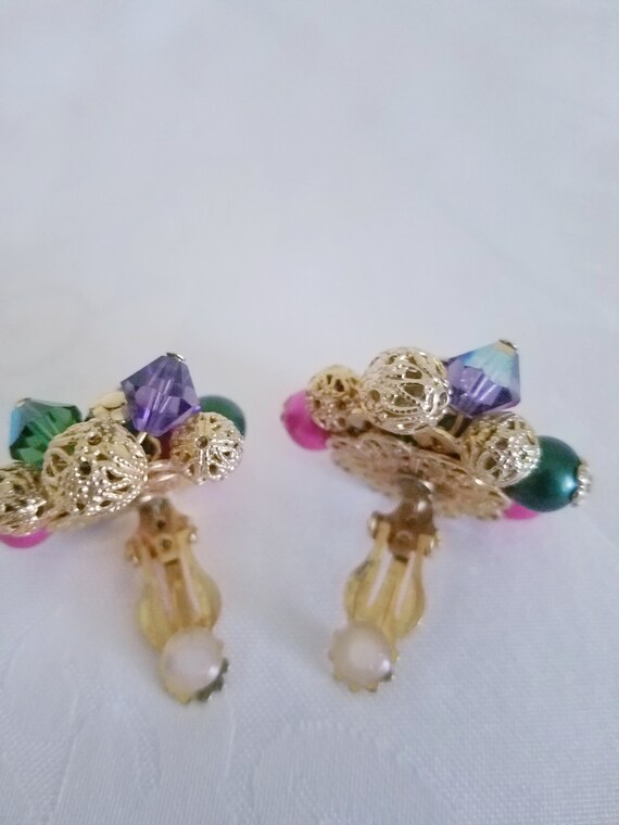 Vintage 1960s Multi Colored And Goldtone Beaded C… - image 9