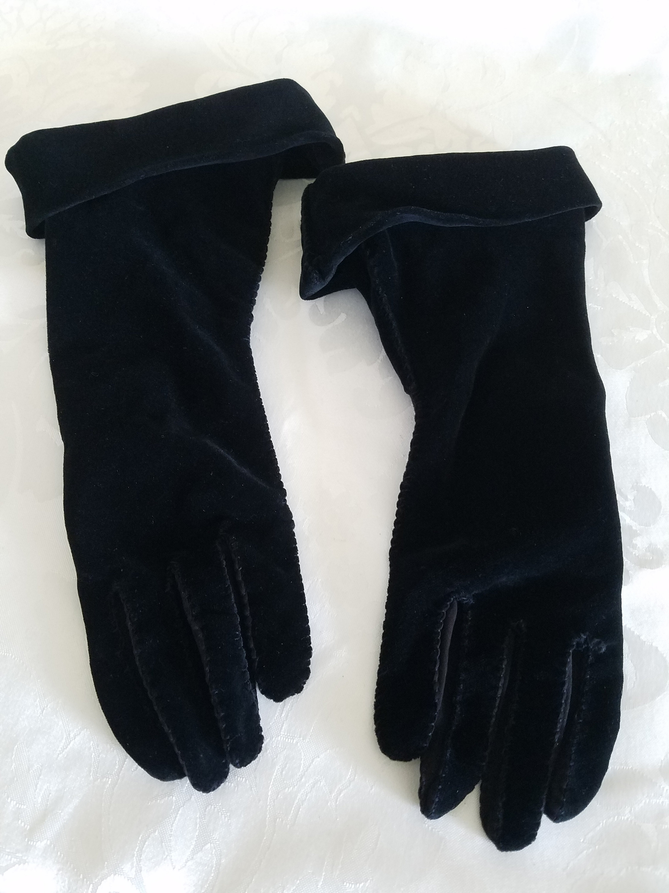 Vintage 1950s Black Velvet Opera Gloves Sueded Fabric Palms Etsy