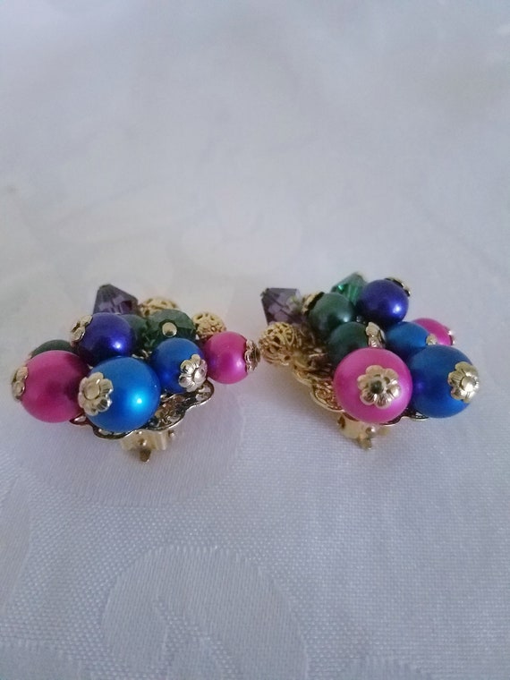 Vintage 1960s Multi Colored And Goldtone Beaded C… - image 3