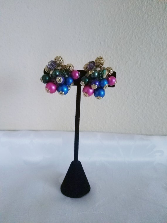 Vintage 1960s Multi Colored And Goldtone Beaded C… - image 5