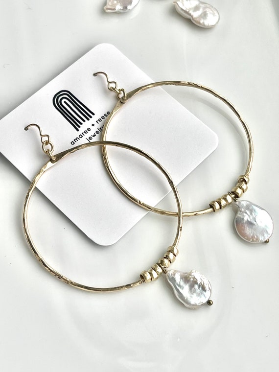 Boho Pearl Hoops