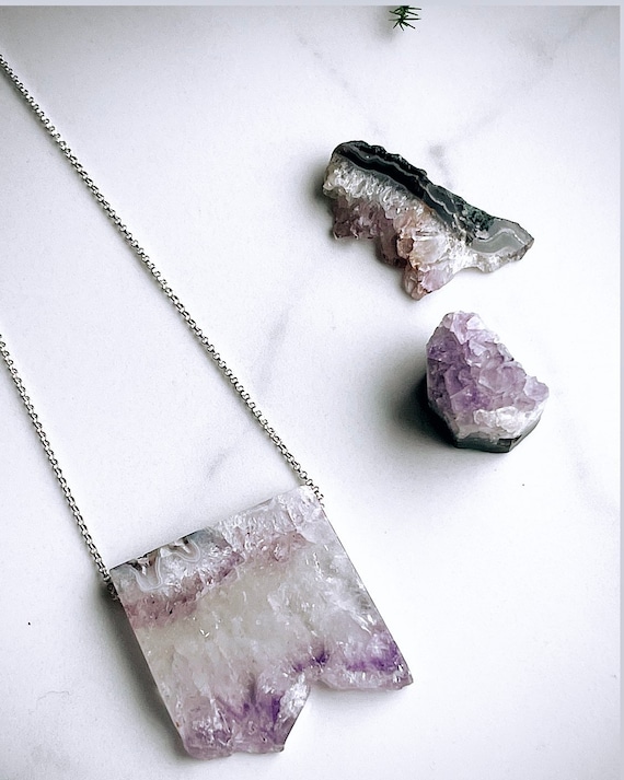 Amethyst Druzy Slice Necklace