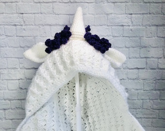 Rarity Hand Crochet Fan Art Child's Hooded Blanket