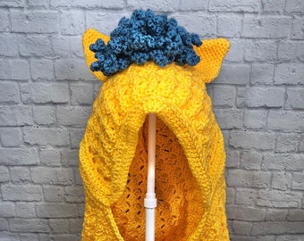 Lemon Hearts Hand Crochet Fan Art Child's Hooded Blanket