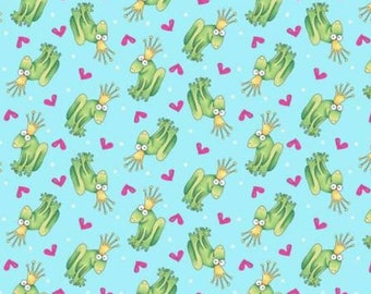 Tossed Frog Cotton Fabric by the Yard - Once Upon a Time Collection - Henry Glass 129-76