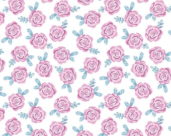 Dreamers Roses Pink Cotton Fabric by the Yard - Pearlescent - Dreamers Collection