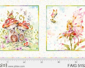 Pillow Panel Cotton Fabric Panel - Fairy Garden Collection - P&B 5-152-PA