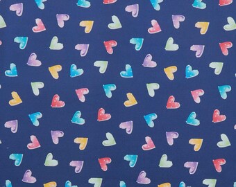 Blue Bejeweled Hearts Fabric by the Yard - Fairytale Dreams Collection