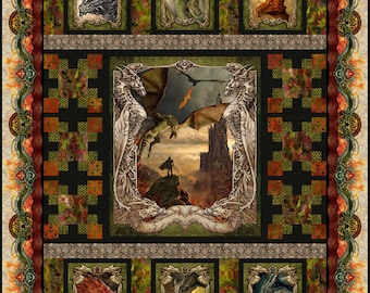Dragons "The Ancients" Cotton Fabric Quilt Kit - Dragons "The Ancients" Collection
