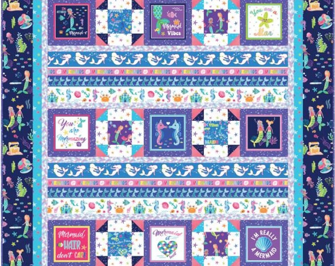 Featured listing image: Mystical Mermaid Cotton Fabric Quilt Kit - Mystical Mermaid Collection - Kanvas Studio
