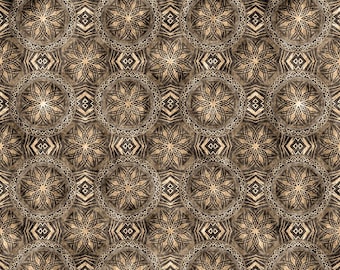 Beige Emblems Cotton Fabric by the Yard - Dragons "The Ancients" Collection - In The Beginning 7DRG-3