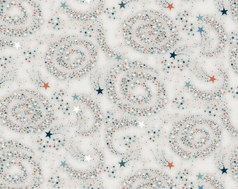 Galaxy Gray Cotton Fabric by the Yard - Glow in the Dark - Milky Way Collection